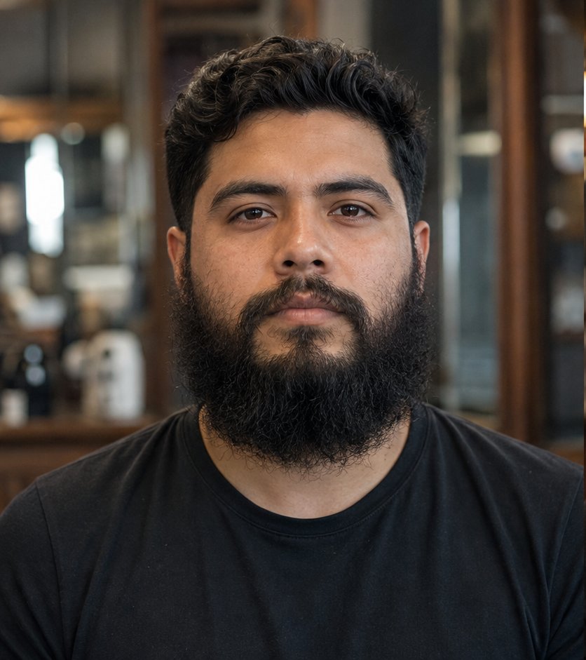 Sebastián P. antes del ritual de barba