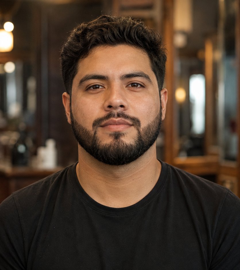 Sebastián P. después del ritual de barba